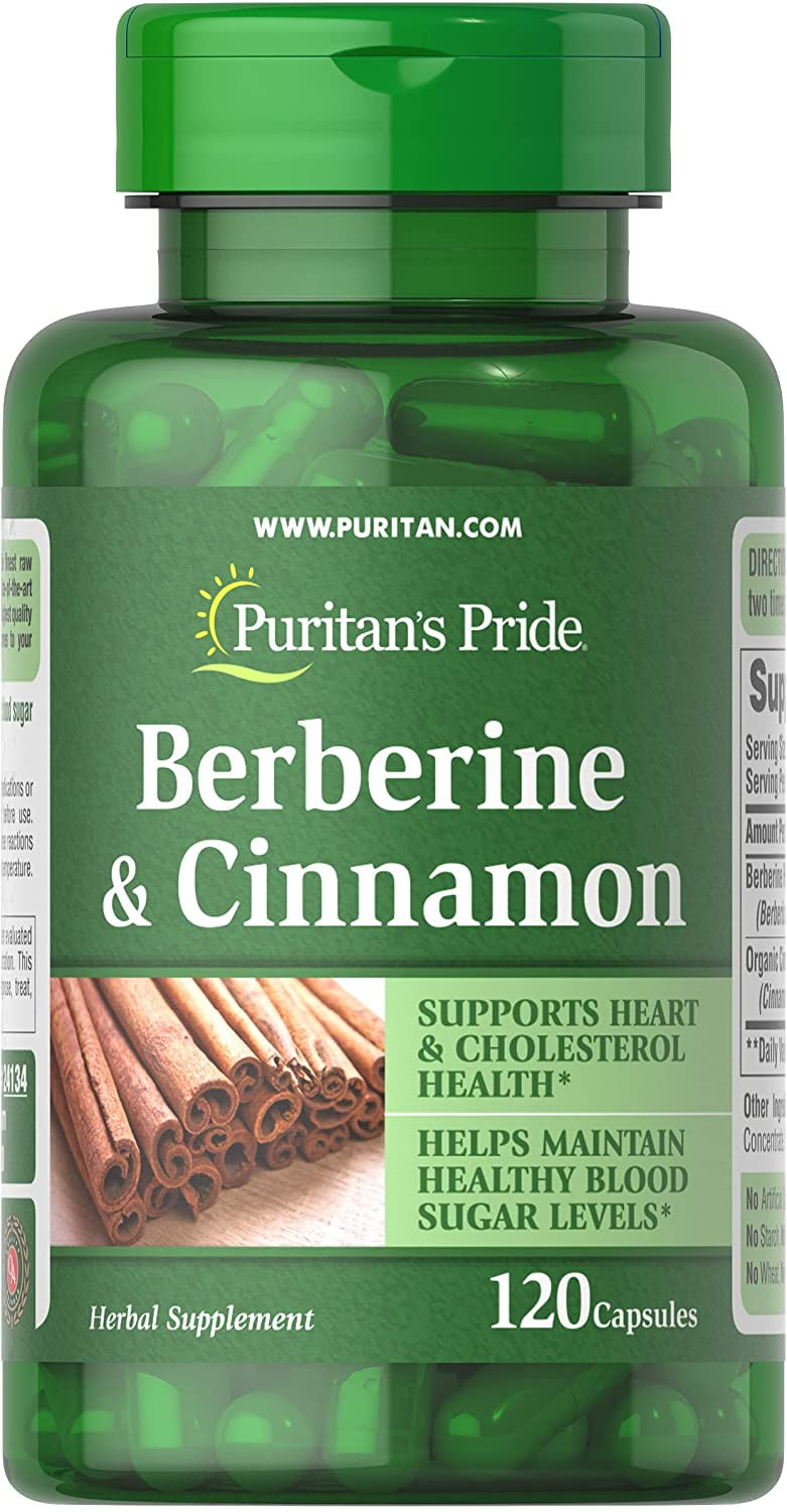 Puritan's Pride Berberine 500mg and Cinnamon 500mg 120 Capsules