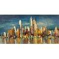 thumbnail image 2 of Florio, Luigi 32x18 Gold Ornate Wood Framed with Double Matting Museum Art Print Titled - New York- riflessi del mattino, 2 of 4