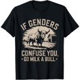 thumbnail image 1 of Idivertida Quote if Genders Confuse You Go Milk a Bull Vintage Camiseta para hombre, 1 of 7