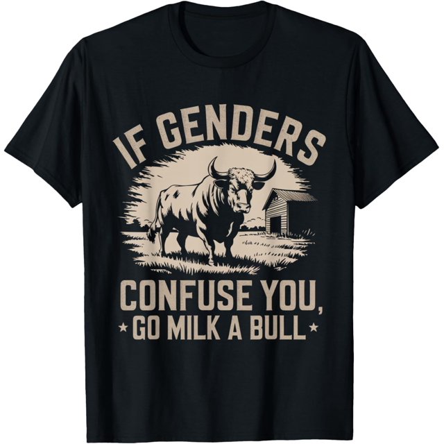 Idivertida Quote if Genders Confuse You Go Milk a Bull Vintage Camiseta para hombre