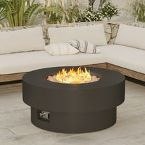 Wakeyard 32.5 inch Round Propane Fire Pit Table, 50000 BTU, Includes Lava Rock,Black