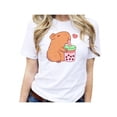 thumbnail image 2 of Playera Blusa De Capybara Tomando Refresco Ropa Divertida Para Mujer Capibara Color Blanco Talla Mediana Marca Emil SaEs, 2 of 4