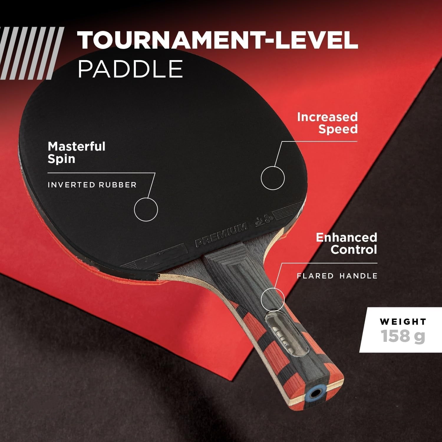 Evolution Performance Ping Pong Paddle - 6-ply Light Blade - 2mm Tournament-Approved Premium Sponge - Flared Handle for Next-Gen Grip & Control - Performance Table Tennis Racket