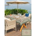 thumbnail image 6 of 60x84 Inch Outdoor Tablecloth with Umbrella Hole Zipper Rectangle Abstract Flowers Print Rectangular Tablecloths Waterproof Retro Bohemia Ethnic Botanical Style Patio Table Cloth Cover for Picnic, 6 of 8