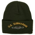 thumbnail image 5 of US Submarine Logo Military Embroidered Long Beanie - Olive OSFM, 5 of 5