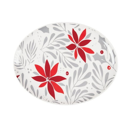 Poinsettia Christmas Oval Platter