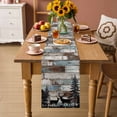 thumbnail image 2 of Teal Brown Deer Silhouettes Table Runner 48 Inches, Trees Wooden Retro Art Farmhouse Bed Runner Dresser Scarves Tabletop for Indoor Outdoor Parties/Ceremony/Banquet, 13" x 48", 2 of 8