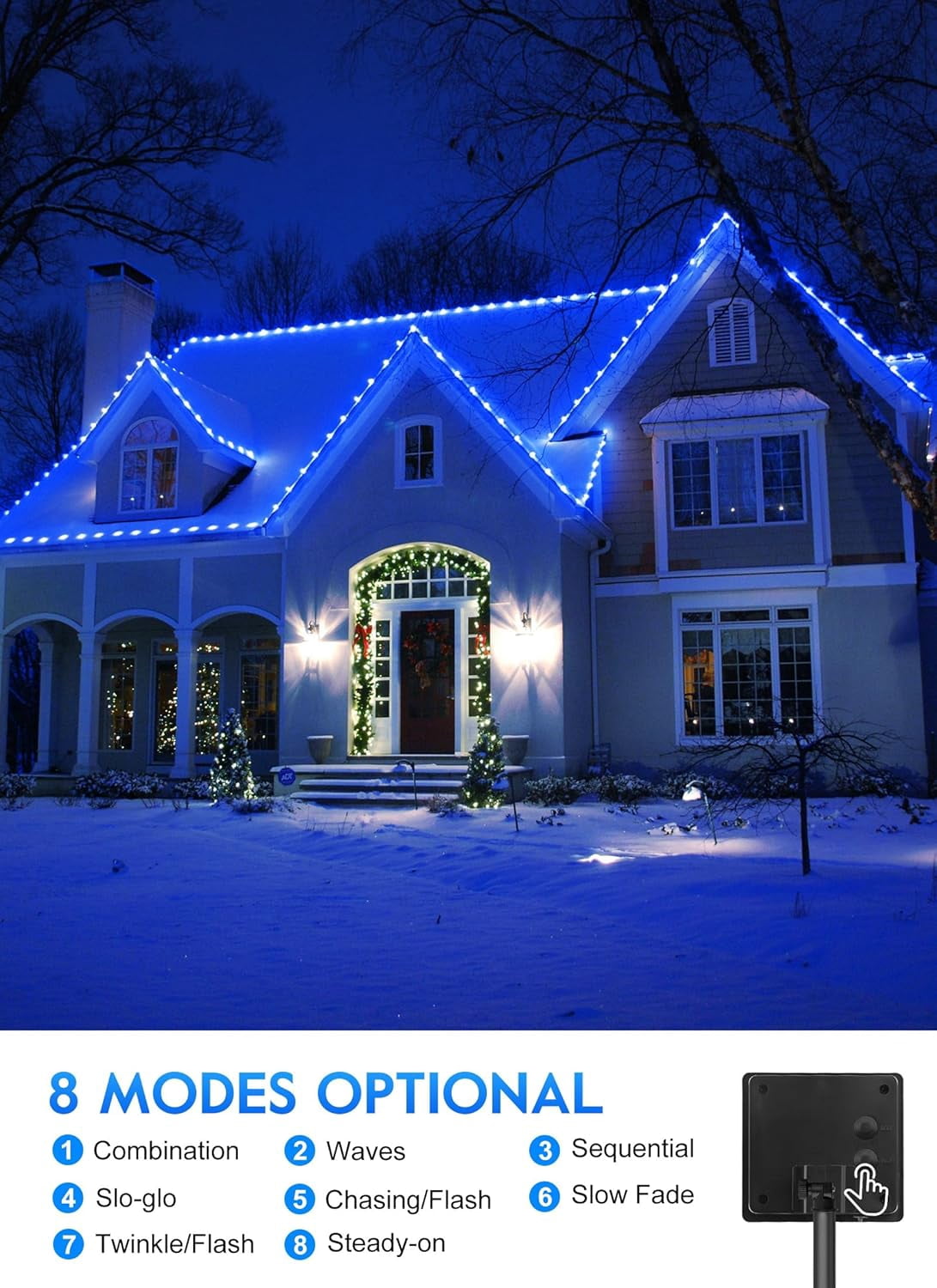 Solar Rope Lights, 2 Pack  IP65 Waterproof Solar Outdoor Lights, Solar Powered Fairy Lights with 8 Lighting Modes for Party Garden Yard Home Holiday Tree Decoration