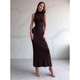 thumbnail image 4 of Women'S Casual Maxi Dress Ribbed Knit Sleeveless Slim Fit Elegant Going Out Beach Vacation Clothing Coffee Color S, 4 of 9