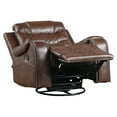 thumbnail image 3 of Paul 38 Inch Manual Swivel Glider Recliner Chair, Brown Faux Leather, 3 of 6