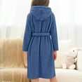 thumbnail image 4 of Diufon Boys Girls Robe Soft Thickened Hooded Bathrobe Unisex Kids Solid Color Fleece Nightwear with Pockets, 4 of 8