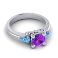 thumbnail image 3 of 2.50 Ct Sparkle Round Shape Amethyst & Blue Topaz Gemstone Anniversary Ring for Women Solid 14K White Gold Size 3.5 by Diamond-Capitals, 3 of 8