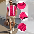 thumbnail image 7 of Mock Neck T Shirts Men Trendy Stretch Short Sleeve Slim Fit Basic T Shirts Summer Breathable Lightweight Business Casual T Shirt Hot Pink XL, 7 of 7