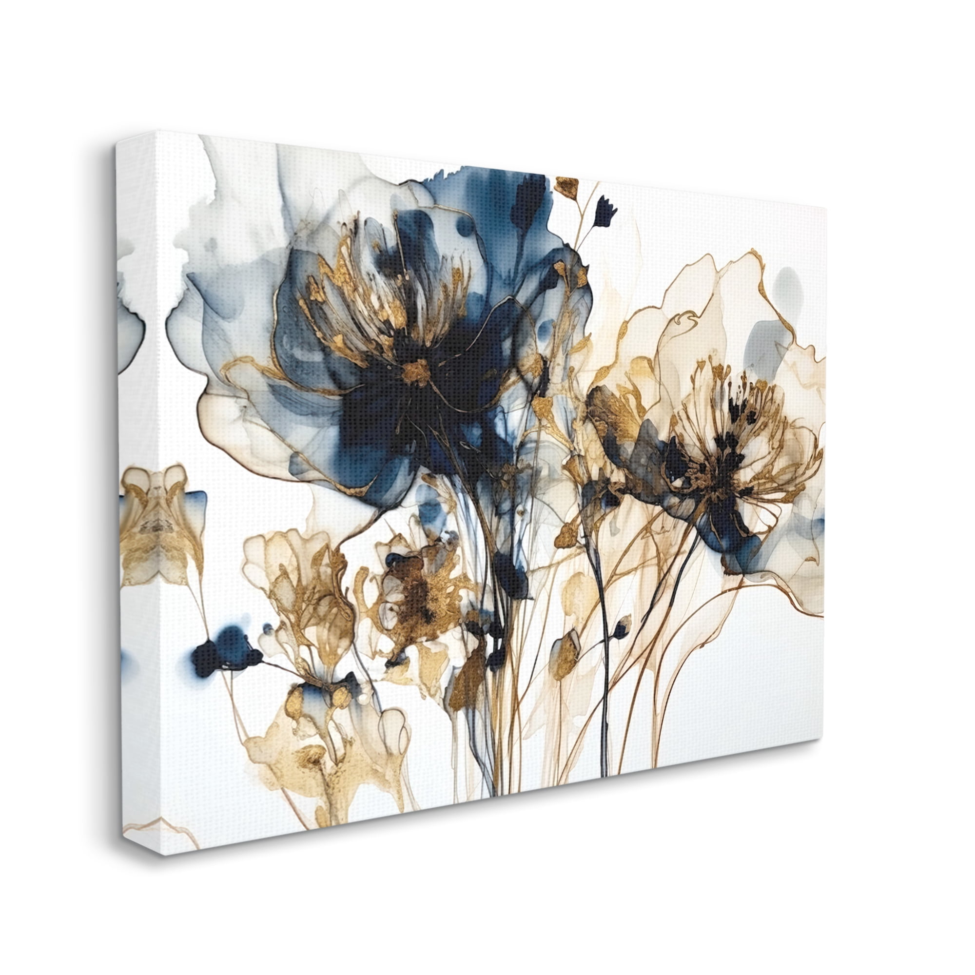 Stupell Industries Abstract Flowers on White Botanical & Floral Painting Gallery Wrapped Canvas Print Wall Art, 30 x 24