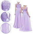 thumbnail image 7 of Doomiva Womens Floral Lace Chiffon Long Bridesmaid Dress Wedding Evening Prom Gown Lavender 2, 7 of 7