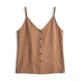 thumbnail image 5 of Fewfanhot Women's Linen Blend Button Front Cami Top, V-Neck Spaghetti Strap Casual Tank, Loose Fit Summer Camisole with Buttons, S-3XL, 5 of 7