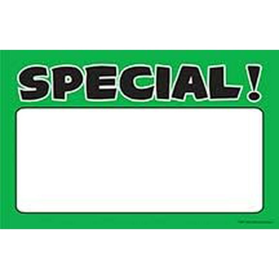 CYA301 "Special!" Retail Price Cards Signs - Green and Black Pack of 100 Cards - Business Store Signage Supermarkets and Grocery Stores (7" x 11") Business Store Signs
