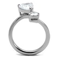 thumbnail image 3 of High polished (no plating) Stainless Steel Ring with AAA Grade CZ in Clear for Women Clear Stone Color Style TK2981 Size 10, 3 of 4