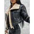 thumbnail image 4 of Lambswool Cropped Jacket Women Oversized Motorcycle Coats Fall Fashion Outfits Winter Clothes, 4 of 7