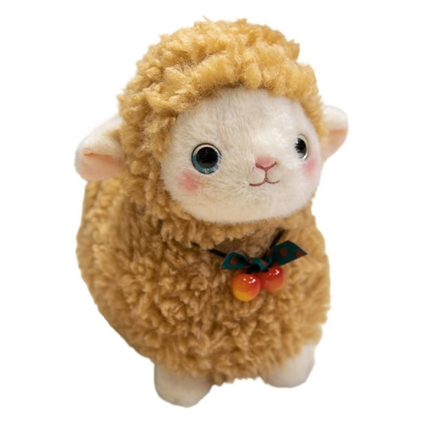 Adorable peluche de cordero blanco de dibujos animados, suave y mullido, para niños.