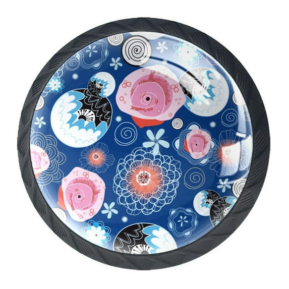 4 Pcs Abstract Art Knobs for Kitchen Cabinet Cupboard Dresser Bookcase Drawer Pulls Handles Round Home Decor