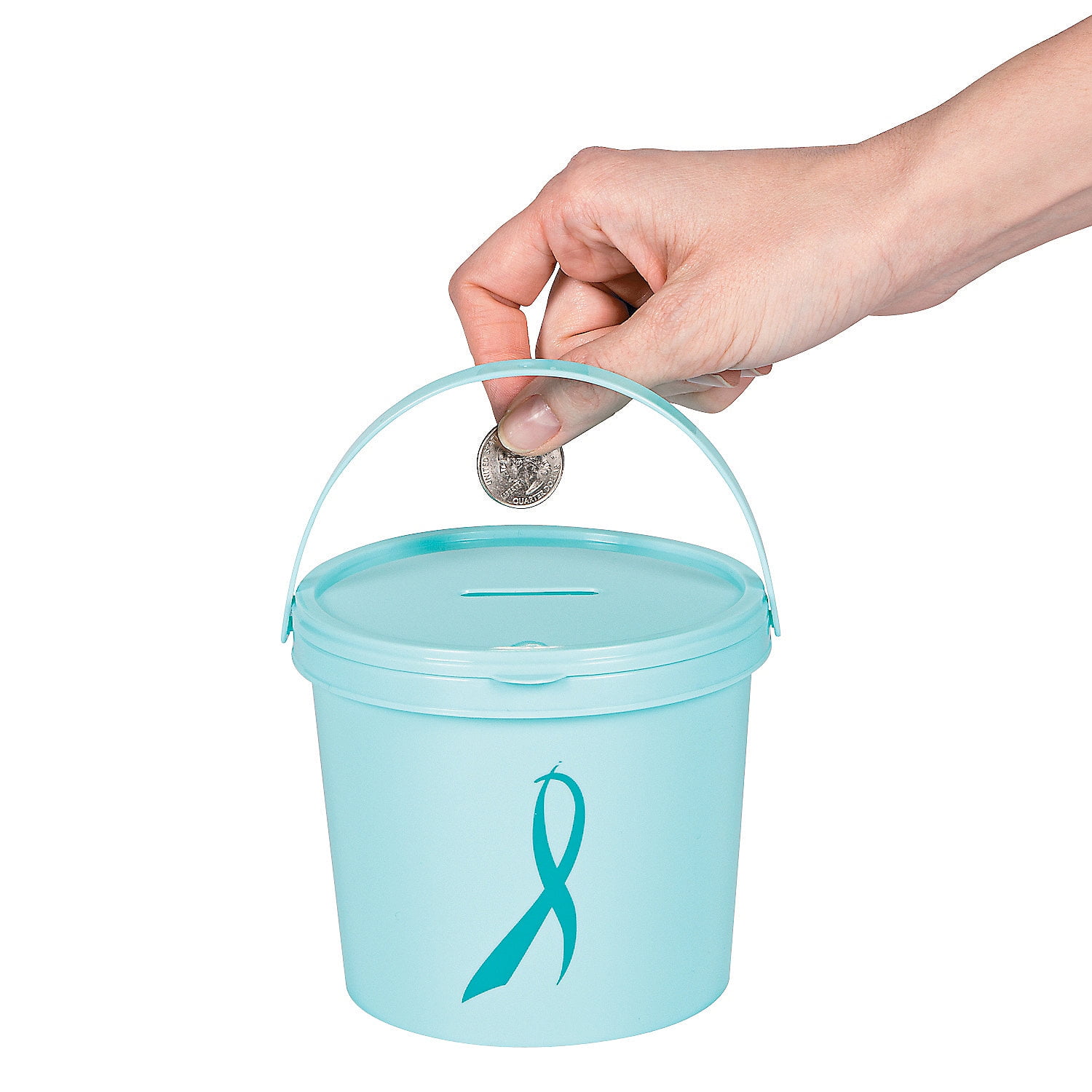 Fun Express Teal Ribbon Donation Buckets Party Supplies Containers & Boxes Plastic