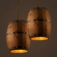 thumbnail image 3 of Antique Wood Wine Barrel Pendant Lamp Hanging Rustic Unique Kitchen Bar Ceiling Lamp Light Fixture, 3 of 6