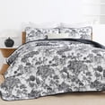 thumbnail image 4 of Juego de edredón WONGS BEDDING Botanical Queen Size, negro, 3 piezas, 4 of 7