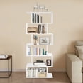 thumbnail image 6 of 6-tier S-shaped Modern White Floorstanding Geometric Bookshelf 27.95 *9.45*74.80in for Living Room, 6 of 20