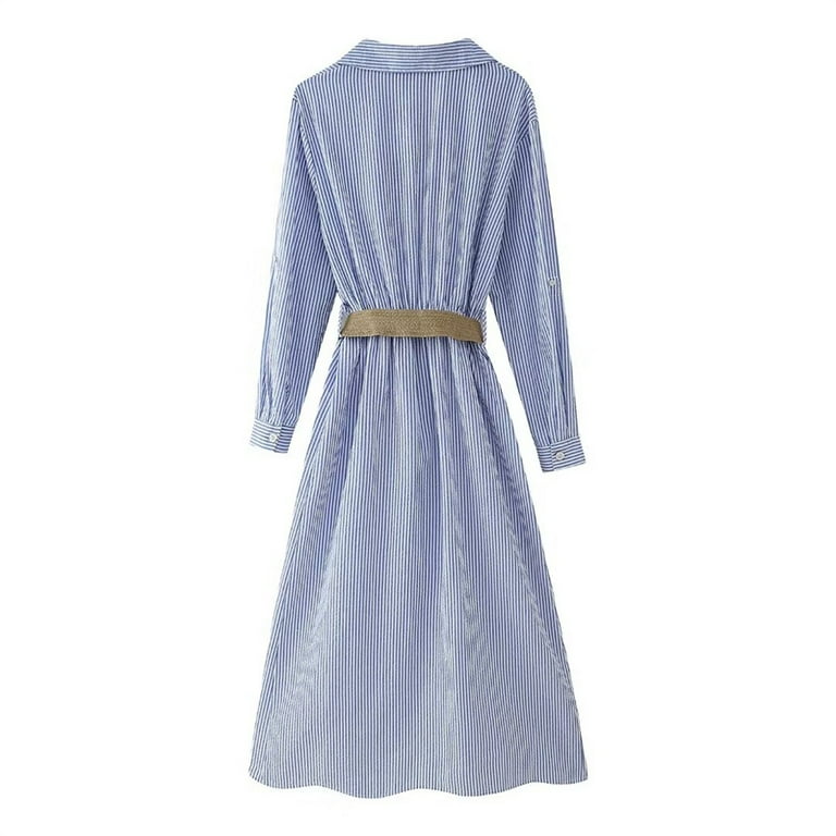 princess polly baby blue dress Mango Women's Striped Wrap Shirt Dress main image 1