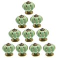 thumbnail image 1 of 10 ceramic doorknobs Vintage pumpkin, green, 1 of 4