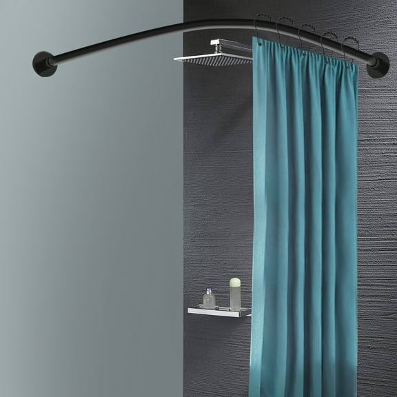 ToppiJoy Retractable Shower Curtain Rail, L-Shaped Adjustable Stainless Steel Rod, Non-Permanent Installation for Corner Showers and Bathtubs