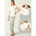 thumbnail image 2 of DARING DIVA Women's Satin Cowl Neck Short Sleeve Casual Blouses S White, 2 of 6