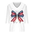 thumbnail image 6 of Xucatan Womens 3/4 Sleeve V Neck American Flag T-Shirts 4th of July Independence Day Summer Graphic Tee Top Gift, 6 of 7