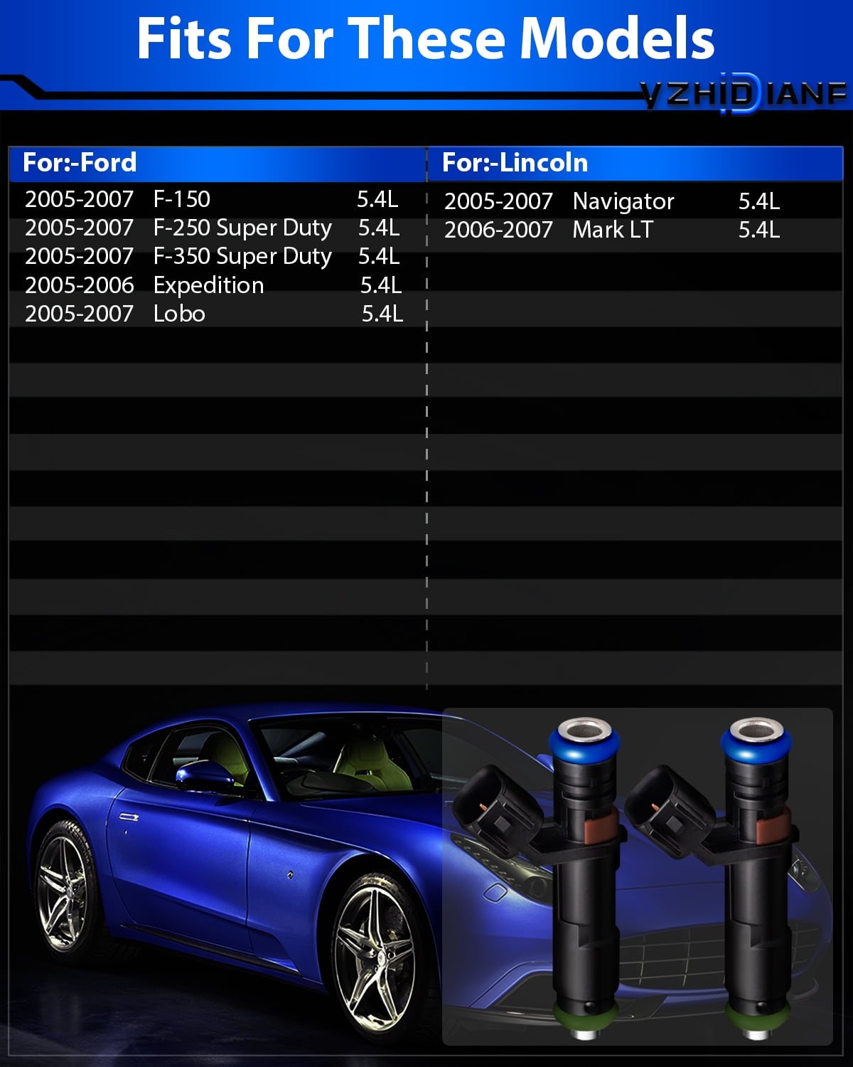 Upgraded 2-Hole Fuel Injectors - Fits Ford F150, F250, F350, Expedition & Lincoln Navigator 5.4L V8 2005-2007 (8Pcs Set)