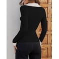 thumbnail image 4 of Sweaters for Women Fall Long Sleeve V Neck Ribbed Knit Pullover Tops Casual Slim Fit Basic Tee Shirts, 4 of 4