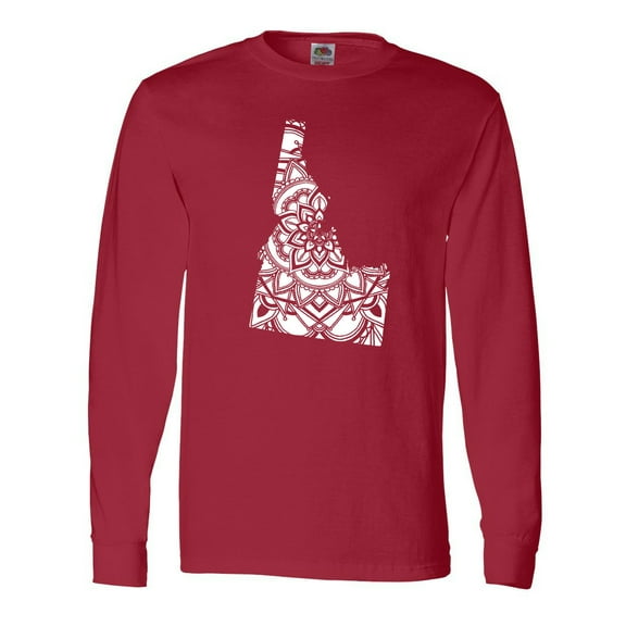 Inktastic Idaho Silhouette Mandala Long Sleeve T-Shirt