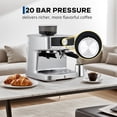 thumbnail image 4 of Espresso Machine with Grinder & Milk Frother,20 Bar Professional Espresso Coffee Maker with Removable Water Tank,Steam Wand,for Home Use,Latte,Espresso,Cappuccino,Silver, 4 of 7