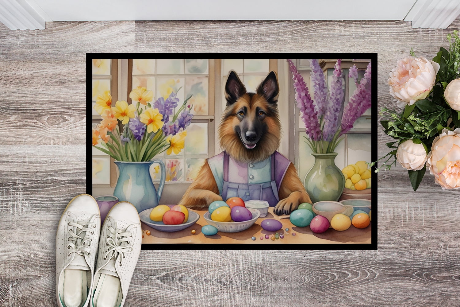 Decorating Easter Belgian Tervuren Doormat 27 in x 18 in