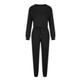 thumbnail image 4 of RQYYD Women's Two Piece Tracksuit Long Sleeve Crop Top Long Pants Outfits Jogger Sets with Pockets on Clearance (Black,L), 4 of 5