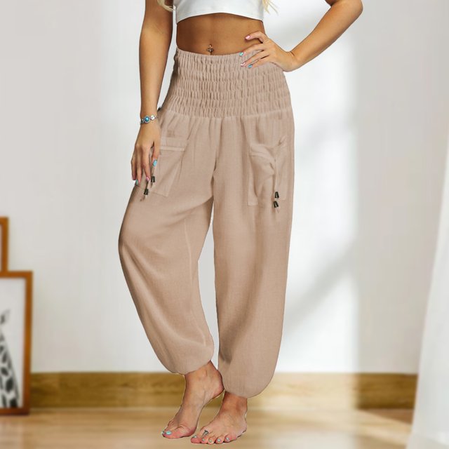 Pantalones De Yoga Pantalones deportivos de yoga para mujer, pantalones de baile de ballet Harem, ropa de baile de verano para mujer (caqui XL) Cgtredaw para Mujer Caqui T L