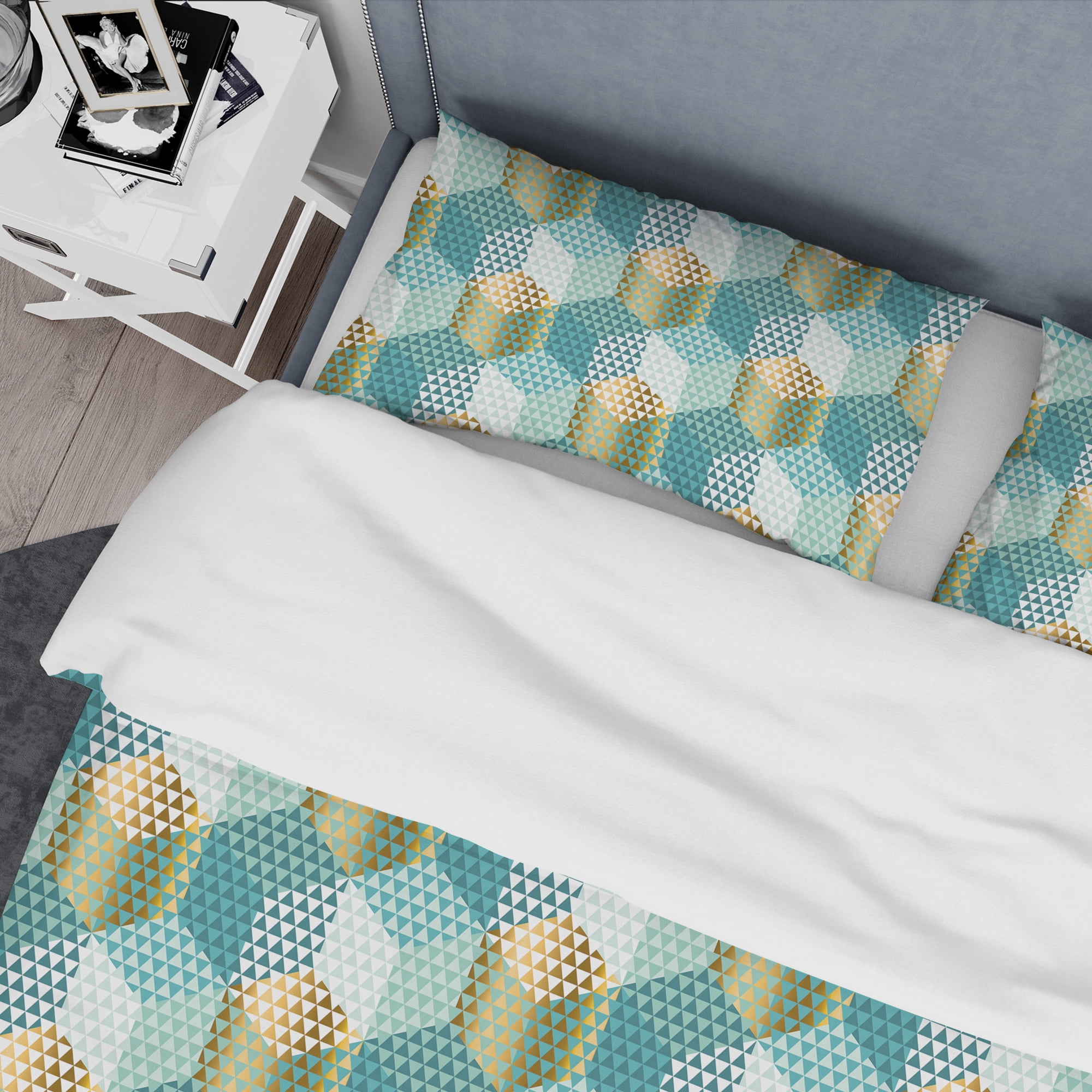 Designart 'Retro Hexagon Pattern IV' Mid-Century Modern Duvet Cover Set