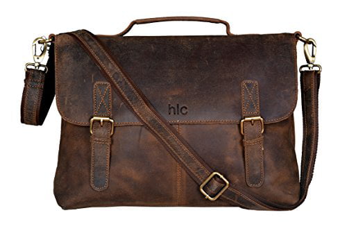 handolederco Leather Messenger Satchel ipad Tablet Bag for Men and Women