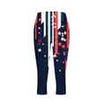 thumbnail image 4 of Cagogo Women Plus Size Capri Pants Elastic Waist Stretch Graphic Casual Beach Fit Leggings Summer Loose Cropped Lounge Trousers Beachwear Clothes, Navy 2XL, 4 of 5