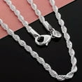 thumbnail image 5 of K-KED 925Sterling Silver Fashion Flash Wrested Rope Chains Necklace 4mm 16"-30"-28, 5 of 7