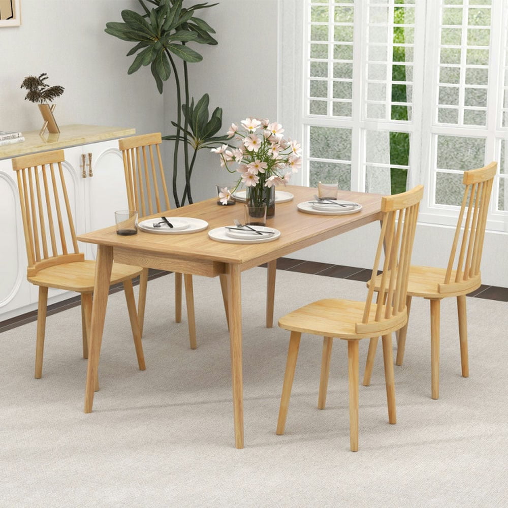 Kadyn Bar Stools Chair,Kitchen Dining Stool Chairs,Dining Chair,Windsor Dining Chairs Set of 2 with High Spindle Back and Natural Rubber Wood Legs for Dining Room Living Room-Natural