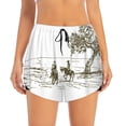 thumbnail image 4 of Lsque Cowboys Riding A Horse Near A Tree Printed Women's Running Shorts with Liner Pockets,Elastic Quick Dry Workout Athletic Gym Yoga Shorts,Womens High Waist Shorts-X-Large, 4 of 9