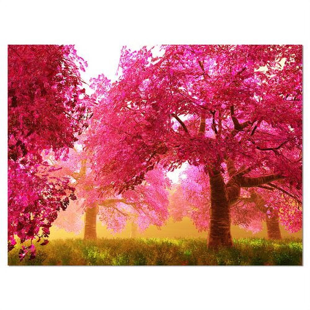 Designart 'Mysterious Red Cherry Blossoms ' Large Landscape Canvas Art