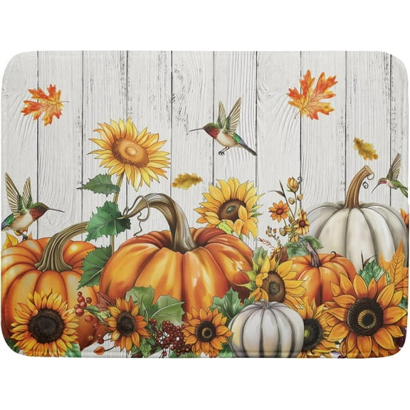 Autumn Harvest Pumpkin Dish Drying Mat for Kitchen Counter Sunflower Maple Leaves Fall Dish Drying Mat 18”x24” Thanksgiving Dishes Pad Dish Drainer Rack Mats Absorbent Fast Dry Kitchen