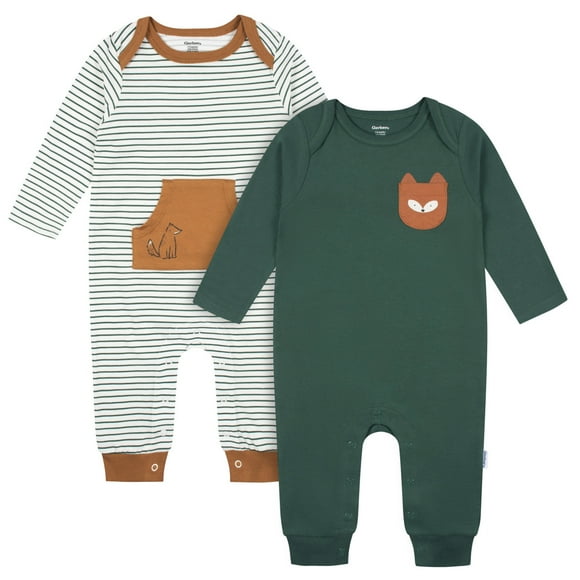 Gerber Mameluco Para Bebé Pack 2 Algodón Verde Con Pies Tallas 0 a 9 Meses
